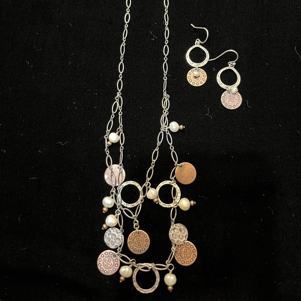 Silpada sterling silver and copper necklace and earrings